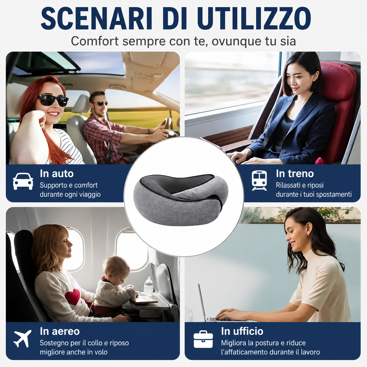 Cuscino Viaggio Memory Foam Cervicale