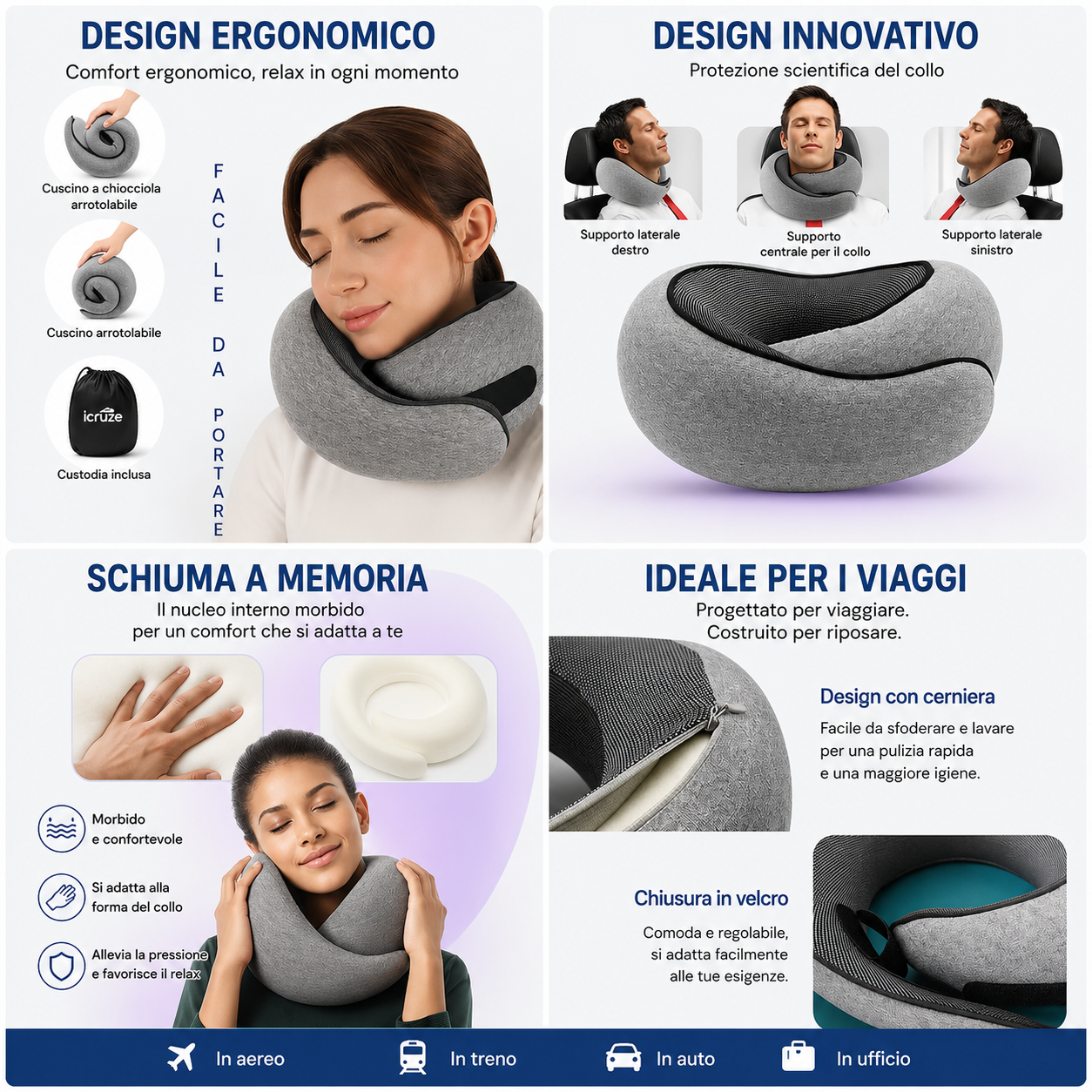 Cuscino Viaggio Memory Foam Cervicale