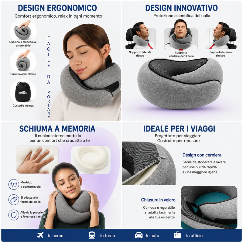 Cuscino Viaggio Memory Foam Cervicale